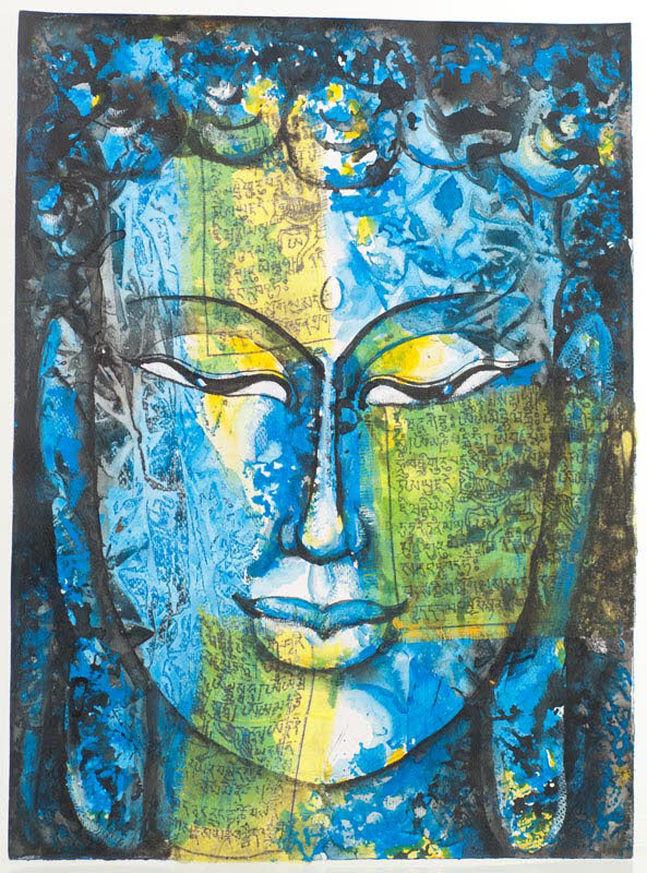 Peinture Bouddha Zen Népalais – Œuvre Unique Signée Par L’Artiste Pradeep