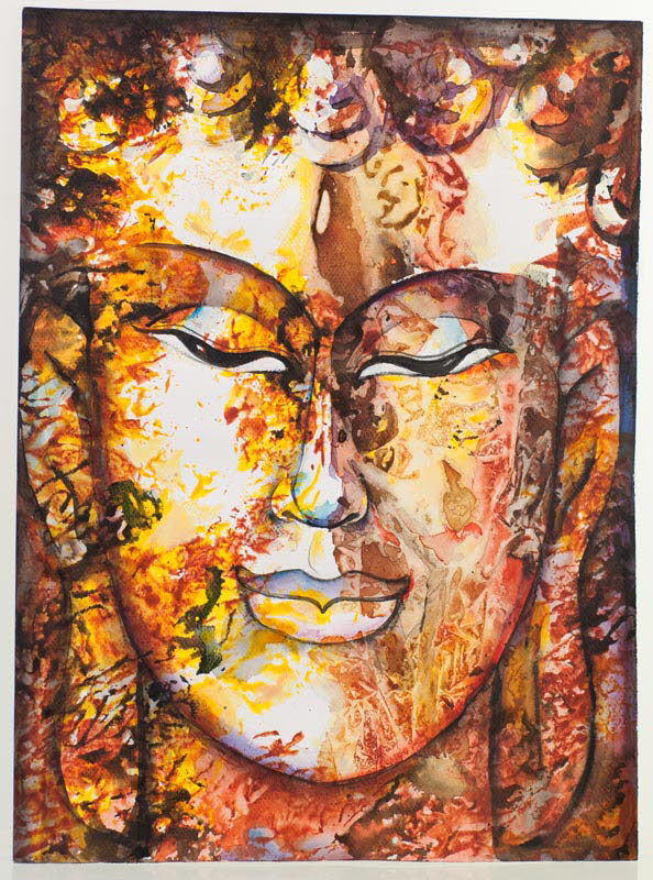 Peinture Bouddha Zen Népalais – Œuvre Unique Signée Par L’Artiste Pradeep