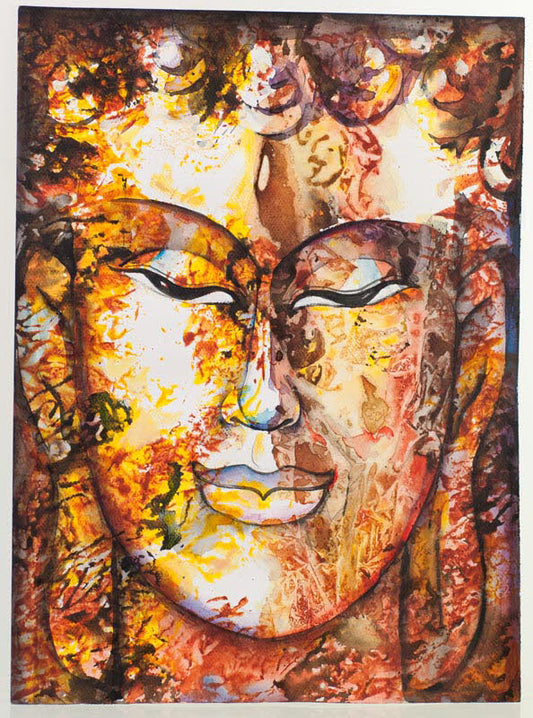 Peinture Bouddha Zen Népalais – Œuvre Unique Signée Par L’Artiste Pradeep