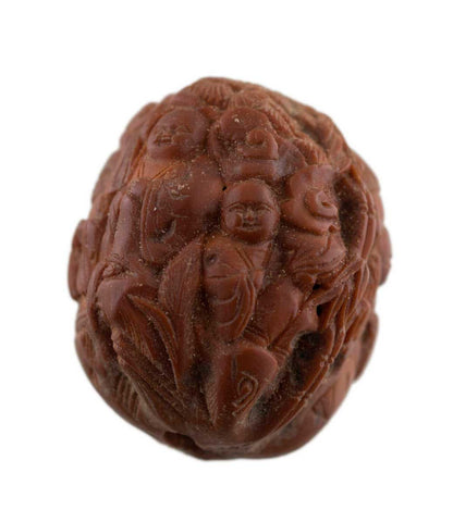 Coquille de Noix Hediao Sculptée – Bouddha et Moines Luohan