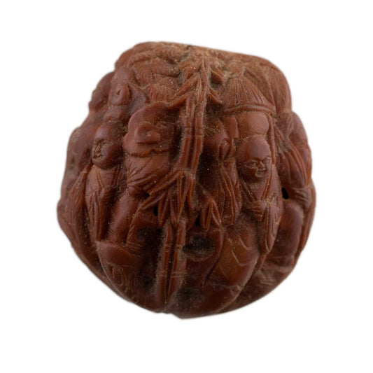 Coquille de Noix Hediao Sculptée – Bouddha et Moines Luohan