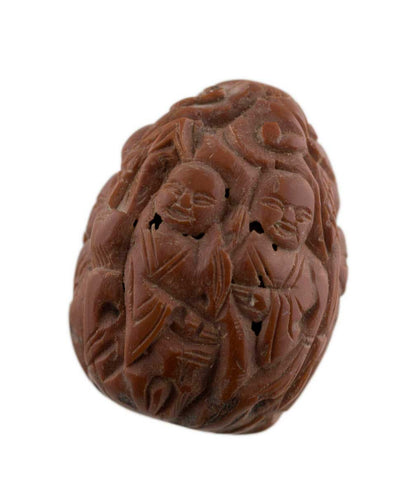 Coquille de Noix Hediao Sculptée – Bouddha et Moines Luohan