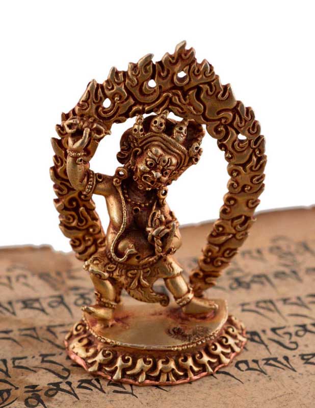 Statue de Vajrapani en alliage de cuivre doré – Gardien spirituel du bouddhisme tibétain