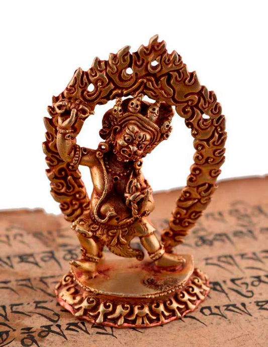 Statue de Vajrapani en alliage de cuivre doré – Gardien spirituel du bouddhisme tibétain