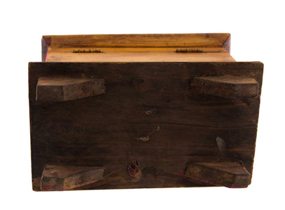 Boîte à bijoux en bois artisanale du Népal – coffret bouddhiste tibétain conque et Vajra
