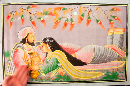 Peinture Moghole Miniature Indienne – Maharaja et Princesse