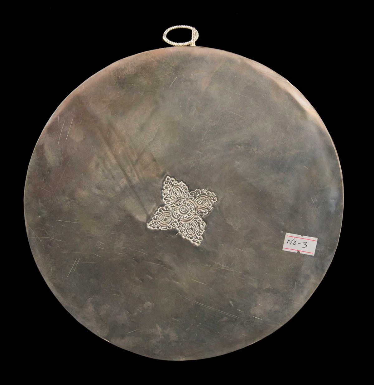 Mandala Bouddhiste Tibétain En Cuivre Argenté 23,5 cm – Symboles Ashtamangala Du Népal