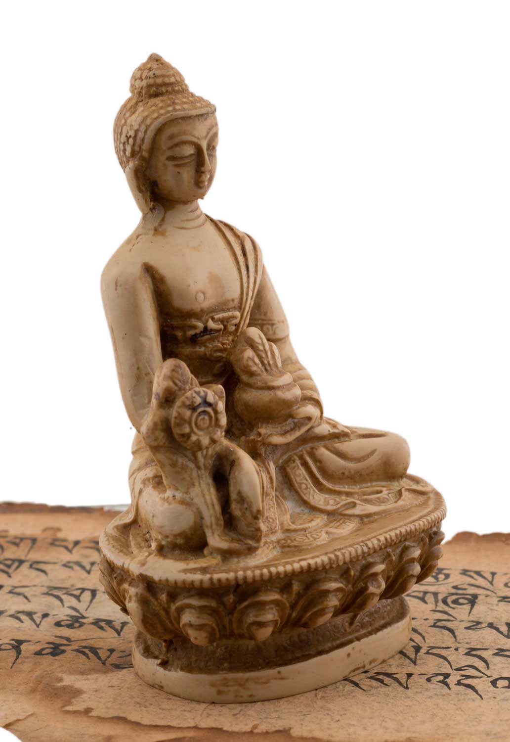 Statue Bouddha Médecine Bhaisajyaguru Varada Mudra – Résine artisanale du Népal 11 cm