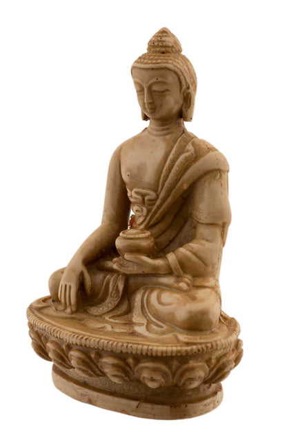 Statue Bouddha Shakyamuni 11,3 cm – Bhumisparsha Mudra en résine marron clair du Népal