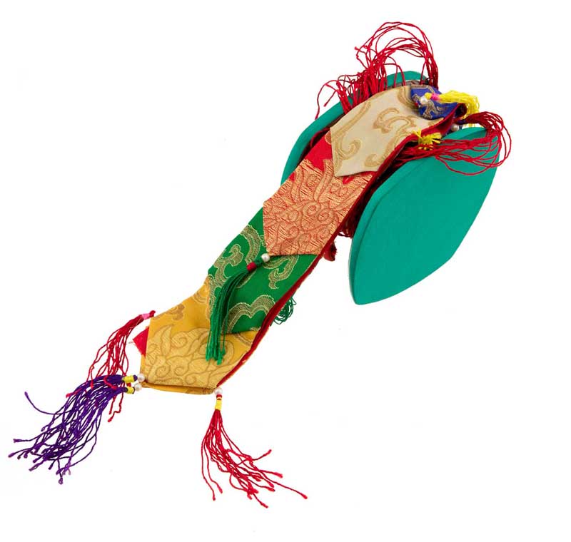 Damaru Tibétain – Tambourin Rituel du Chöd en Bois de l’Himalaya avec Étui