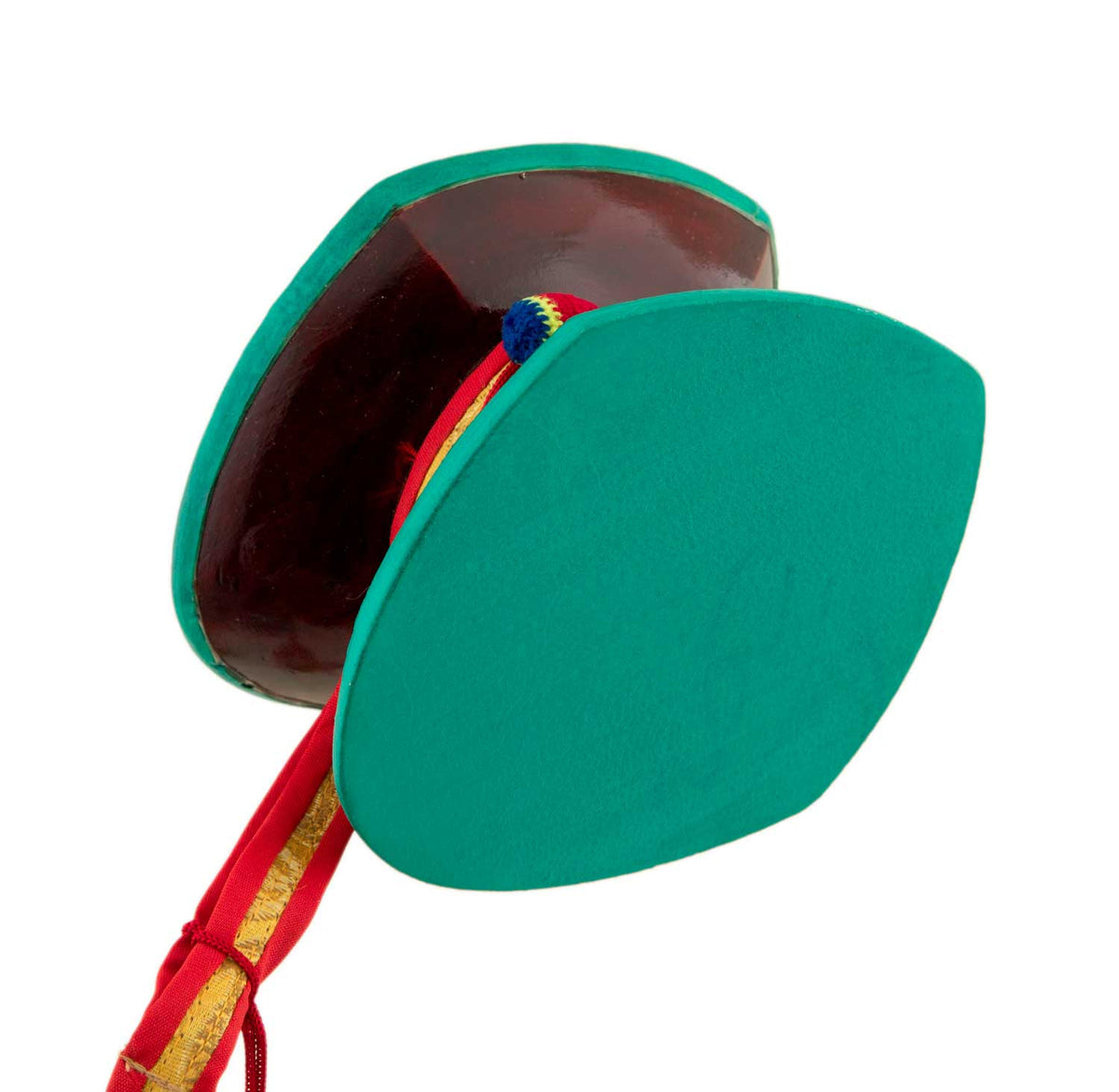 Damaru Tibétain – Tambourin Rituel du Chöd en Bois de l’Himalaya avec Étui