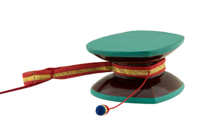 Damaru Tibétain – Tambourin Rituel du Chöd en Bois de l’Himalaya avec Étui