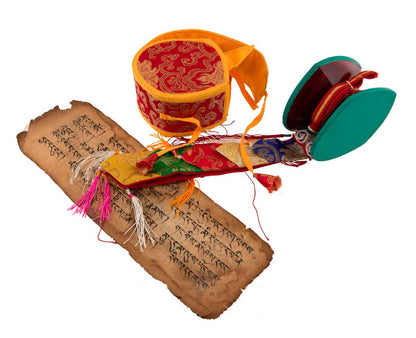 Damaru Tibétain – Tambourin Rituel du Chöd en Bois de l’Himalaya avec Étui