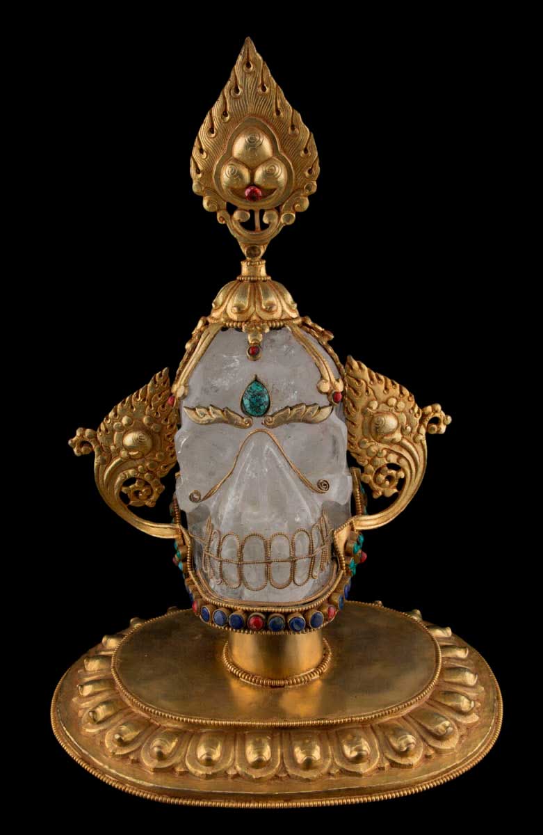 Kapala Citipati En Cristal de Roche – Grand Crâne Rituel Tibétain