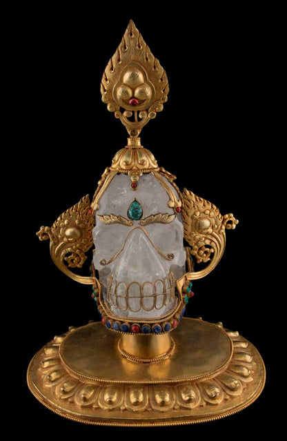 Kapala Citipati En Cristal de Roche – Grand Crâne Rituel Tibétain