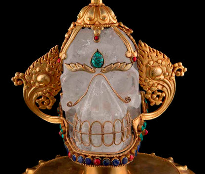 Kapala Citipati En Cristal de Roche – Grand Crâne Rituel Tibétain