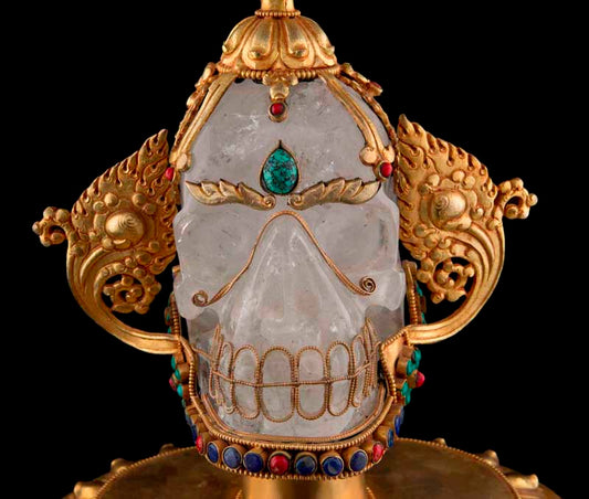 Kapala Citipati En Cristal de Roche – Grand Crâne Rituel Tibétain