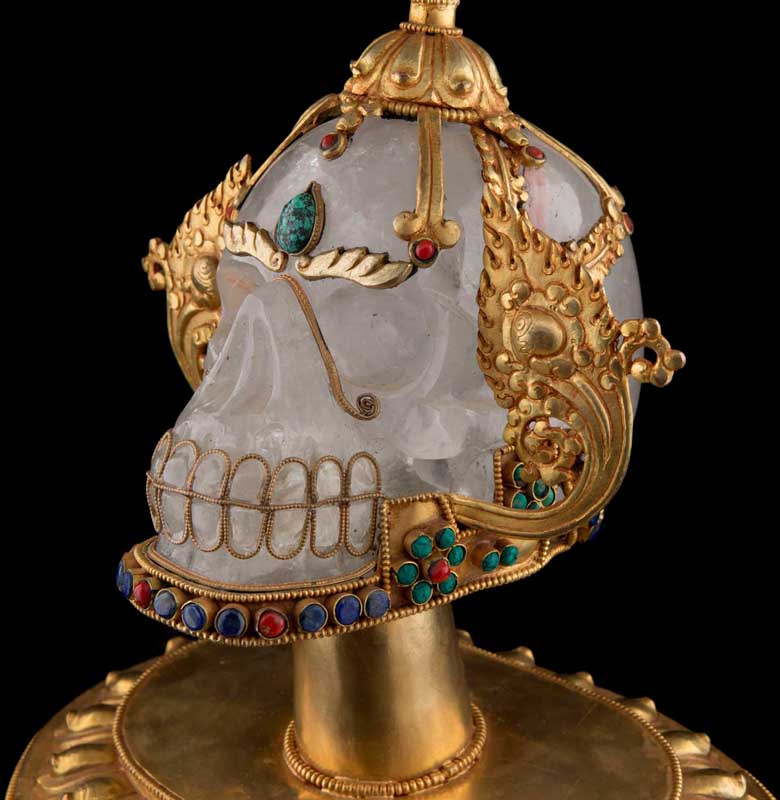 Kapala Citipati En Cristal de Roche – Grand Crâne Rituel Tibétain