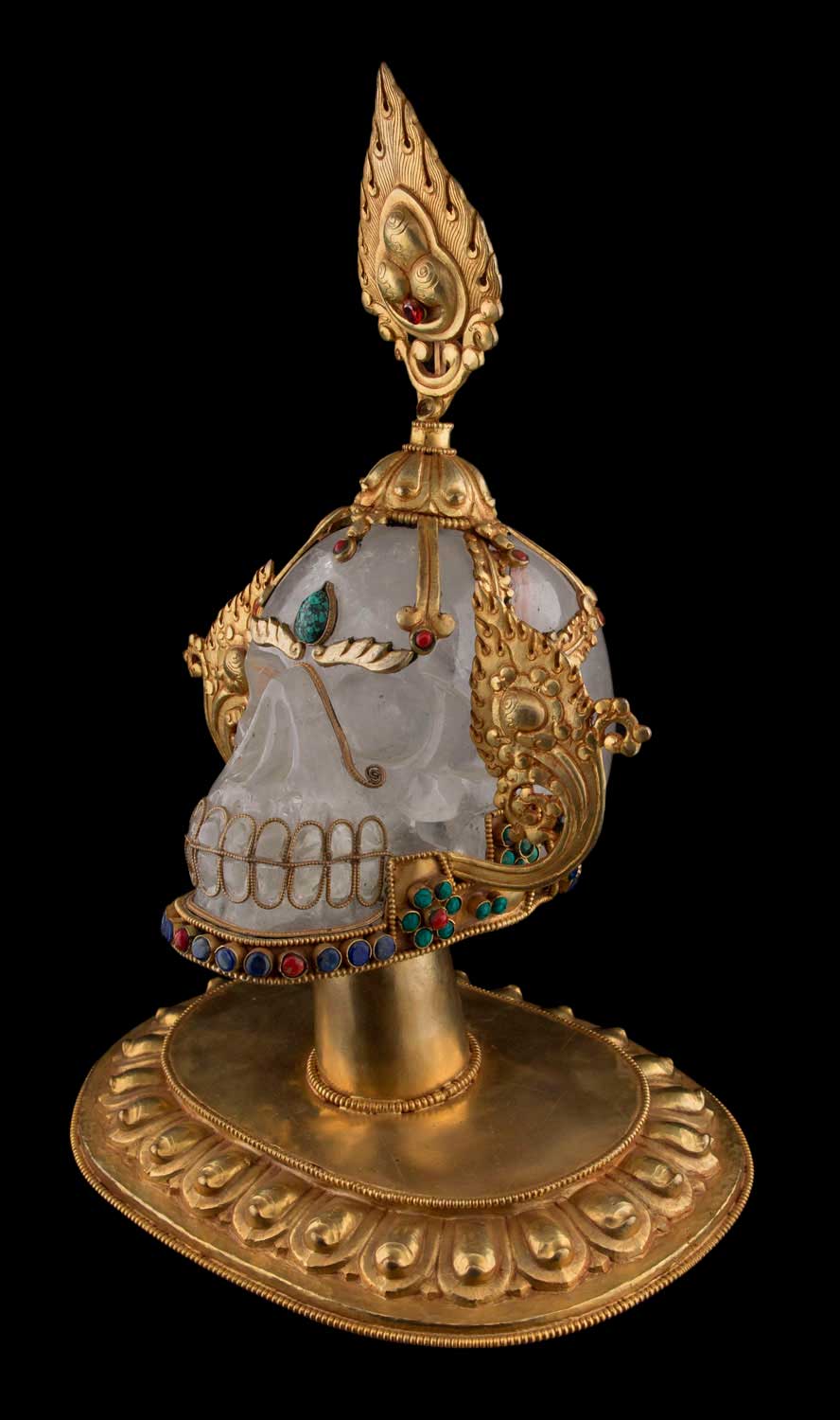 Kapala Citipati En Cristal de Roche – Grand Crâne Rituel Tibétain