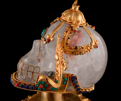 Kapala Citipati En Cristal de Roche – Grand Crâne Rituel Tibétain
