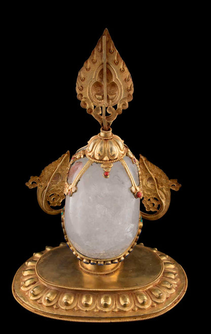 Kapala Citipati En Cristal de Roche – Grand Crâne Rituel Tibétain
