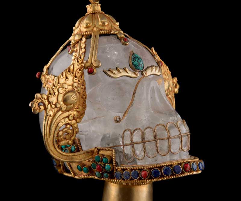 Kapala Citipati En Cristal de Roche – Grand Crâne Rituel Tibétain