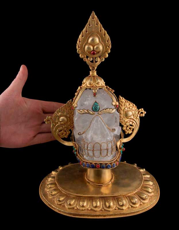 Kapala Citipati En Cristal de Roche – Grand Crâne Rituel Tibétain