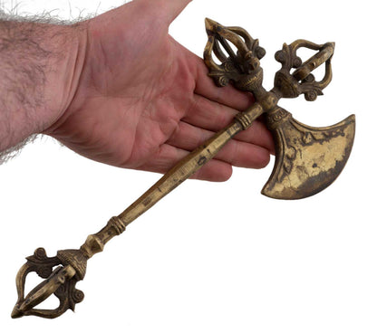 Parashu Drata Ancien en Laiton et Fer – Hache Rituelle Bouddhiste Symbolique