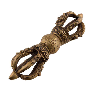 Grand Dorje Vajra Traditionnel En Laiton – Objet Rituel Bouddhiste Tibétain Du Népal