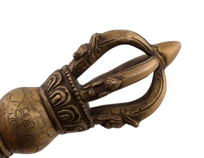 Grand Dorje Vajra Traditionnel En Laiton – Objet Rituel Bouddhiste Tibétain Du Népal