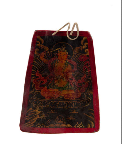 Thangka Bouddhiste Manjushri – Artisanat Népalais En Os De Yak