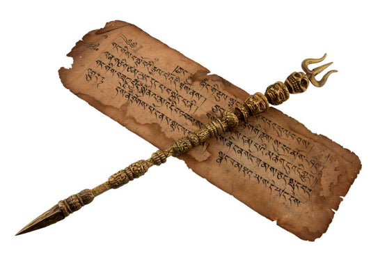 Khatvanga Cérémoniel Tibétain en Alliage de Cuivre – Sceptre Rituel Bouddhiste Tantrique