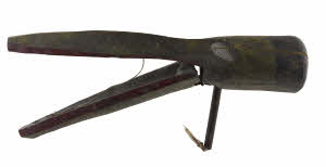Ancien Masque Oiseau Népalais – Masque Zoomorphe Chamanique – Bois