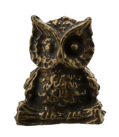 Figurine Chouette En Laiton – Mini Sculpture Artisanale Porte-Bonheur