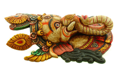 Masque Ganesh En Bois De Peuplier – Décoration Murale Du Népal