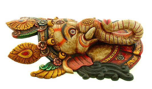 Masque Ganesh En Bois De Peuplier – Décoration Murale Du Népal