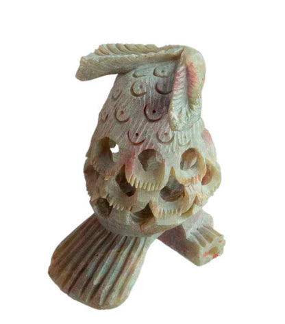 Figurine Chouette En Stéatite – Sculpture Artisanale D’Inde