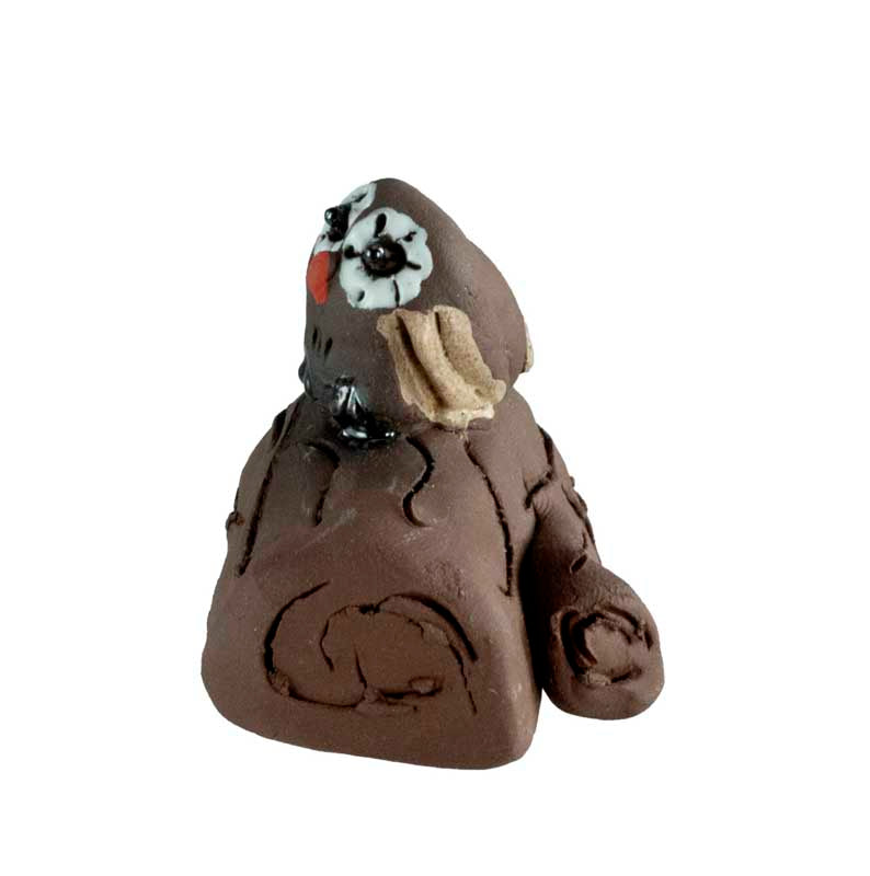 Figurine Chouette En Terre Cuite Sur Bûche – Artisanat De Pologne