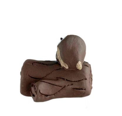 Figurine Chouette En Terre Cuite Sur Bûche – Artisanat De Pologne