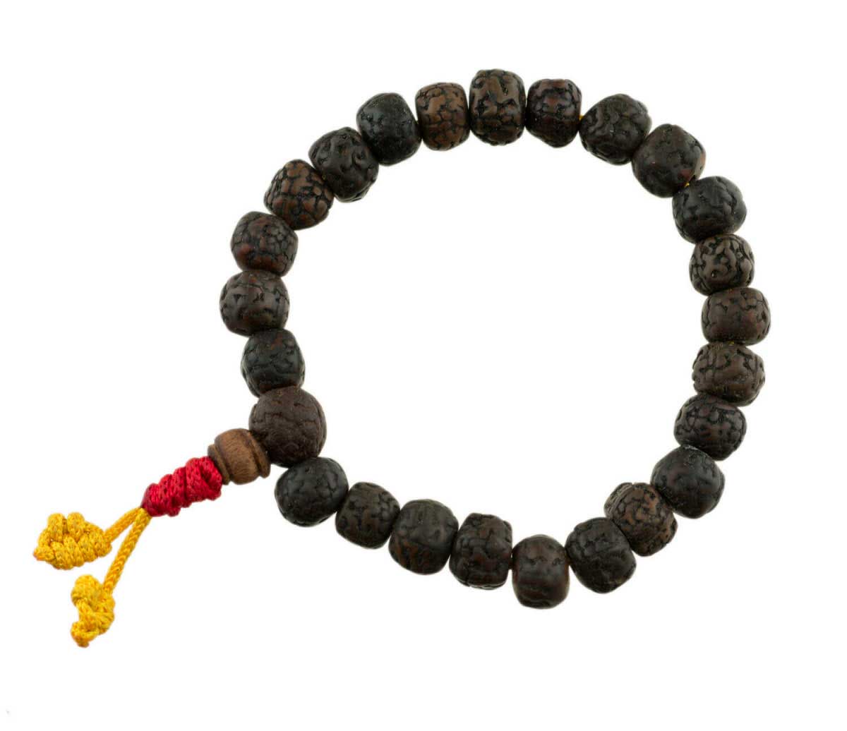 Bracelet Mala Tibétain En Graines De Rudraksha Polies – Ajustable Et Artisanal