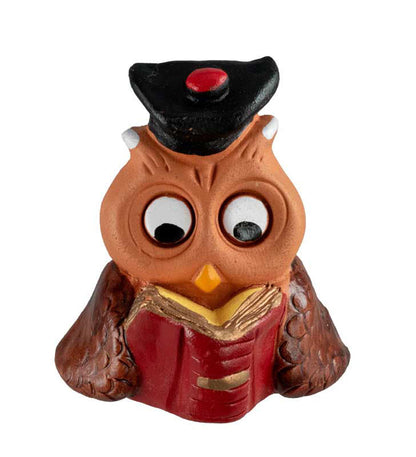 Figurine Chouette Étudiant En Terre Cuite – Artisanat Fait Main De Pologne