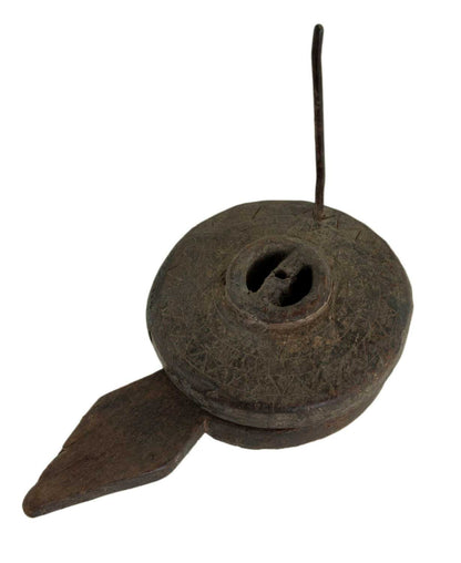 Ancien Moulin À Épices En Bois Sculpté – Artisanat Populaire Indien