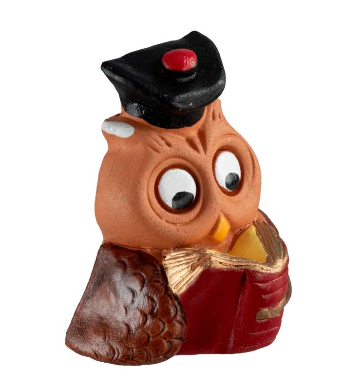 Figurine Chouette Étudiant En Terre Cuite – Artisanat Fait Main De Pologne