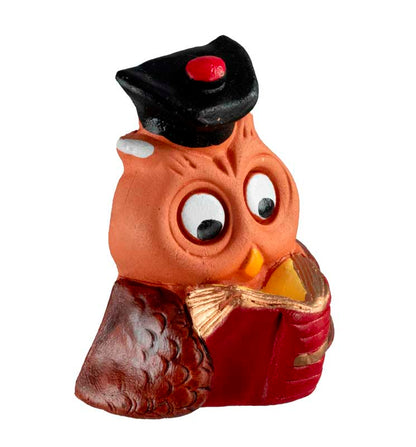 Figurine Chouette Étudiant En Terre Cuite – Artisanat Fait Main De Pologne