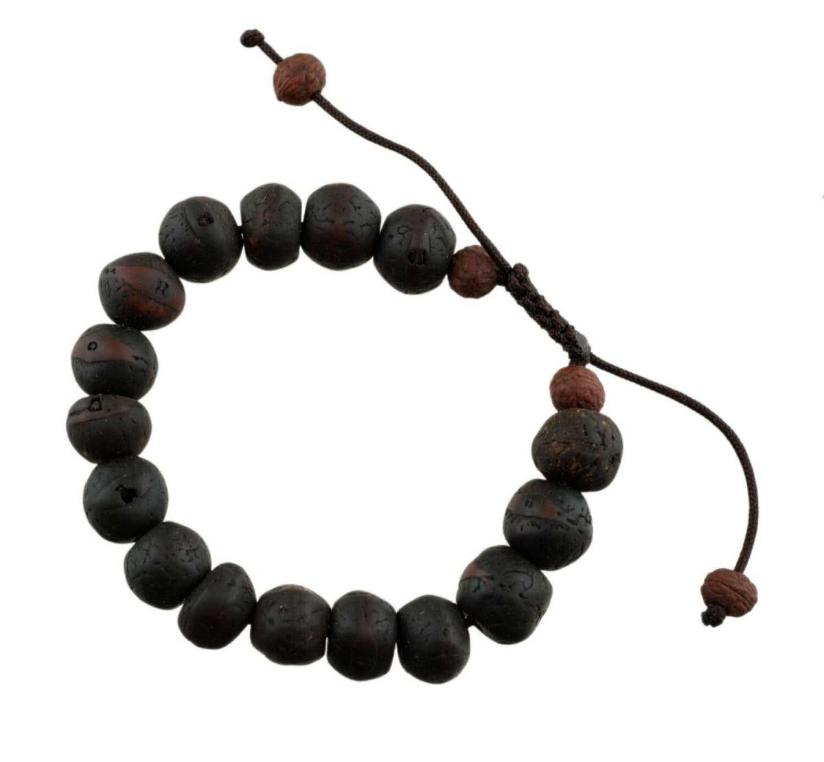 Bracelet mala tibétain Phoenix Eye ancienne graine Bodhi – arbre de Bouddha artisanal