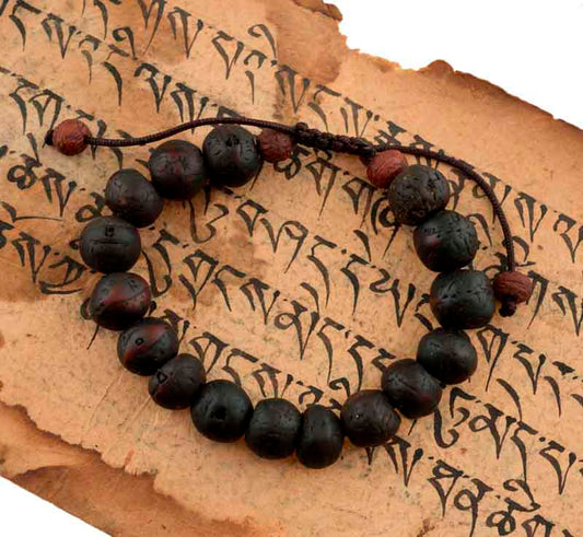 Bracelet mala tibétain Phoenix Eye ancienne graine Bodhi – arbre de Bouddha artisanal