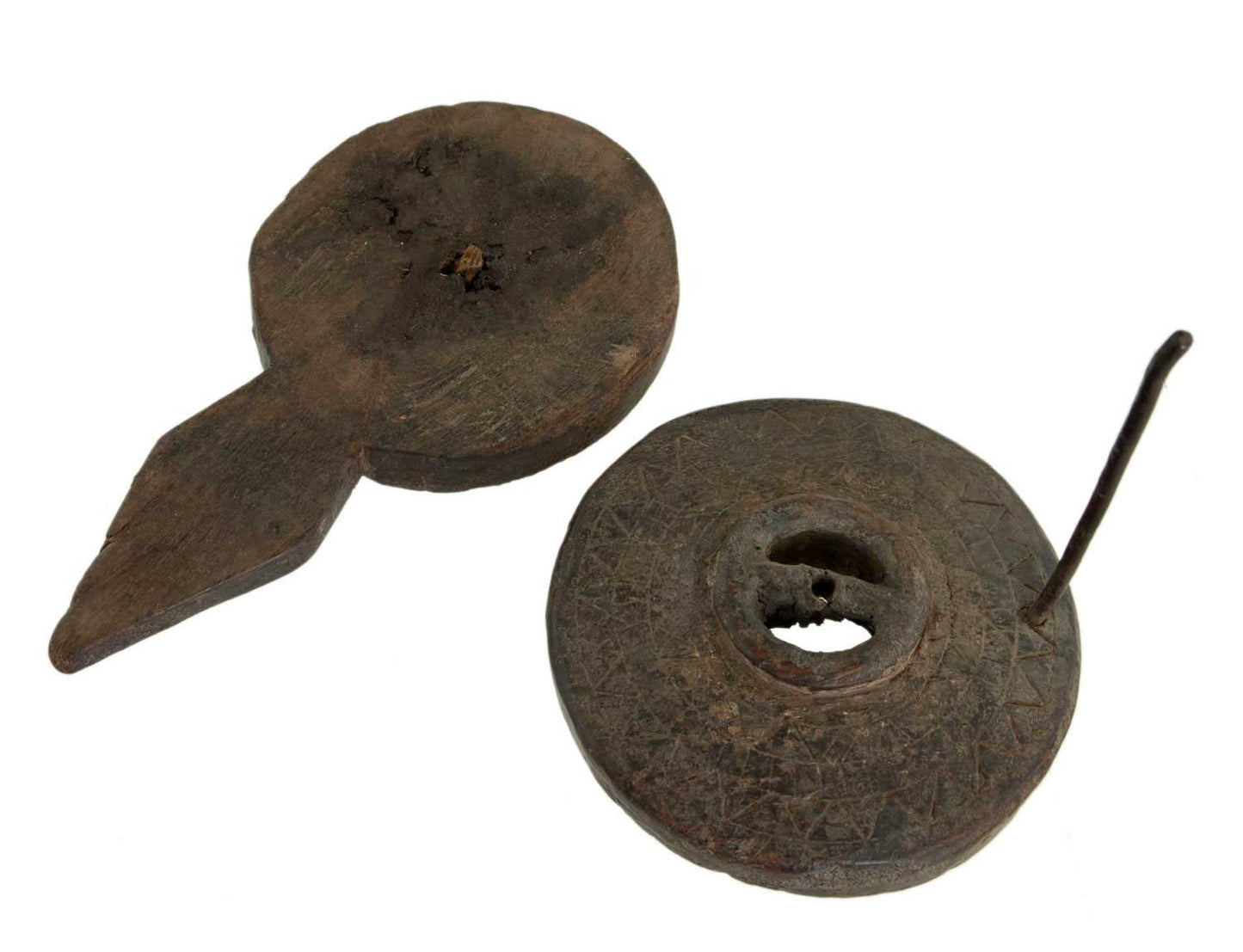 Ancien Moulin À Épices En Bois Sculpté – Artisanat Populaire Indien