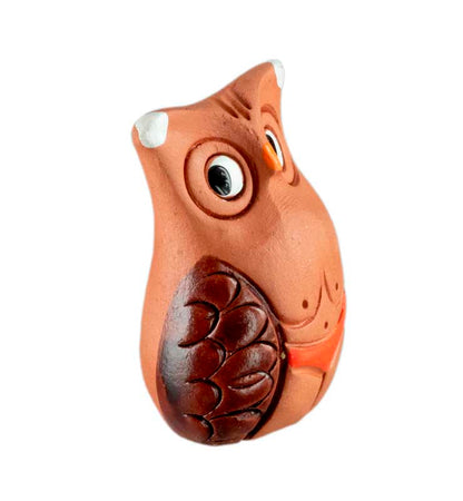 Figurine Chouette En Terre Cuite – Maillot De Bain Orange – Artisanat De Pologne