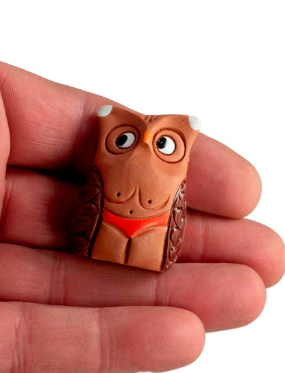 Figurine Chouette En Terre Cuite – Maillot De Bain Orange – Artisanat De Pologne