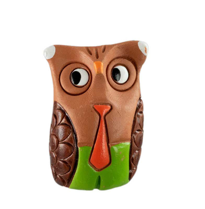 Figurine Chouette En Terre Cuite – Short Et Cravate – Artisanat De Pologne